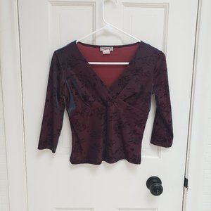 Vintage Y2K Evolution Not Revolution Maroon Wrap Top Iridescent Blue S Rare